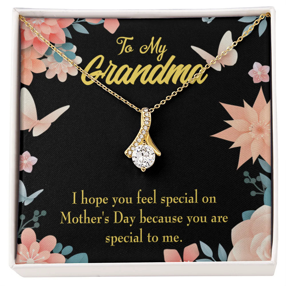 To My Grandmother Grandma Special Ribbon Necklace Gold Tone Standard Box